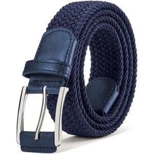 MENS Woven Braided Belt Navy Adjustable Woven Golf Belt Casual